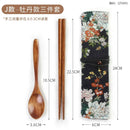 Axyaa Wooden Cutlery Set with Bag - Portable Chopsticks, Spoon & Cloth Set