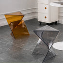 Axyaa Acrylic Geometric Design Side Table for Living Room, Sofa, Bedroom - Modern Minimalist Style