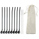 Axyaa Stainless Steel Reusable Colorful Straw Spoon for Cocktails and Coffee