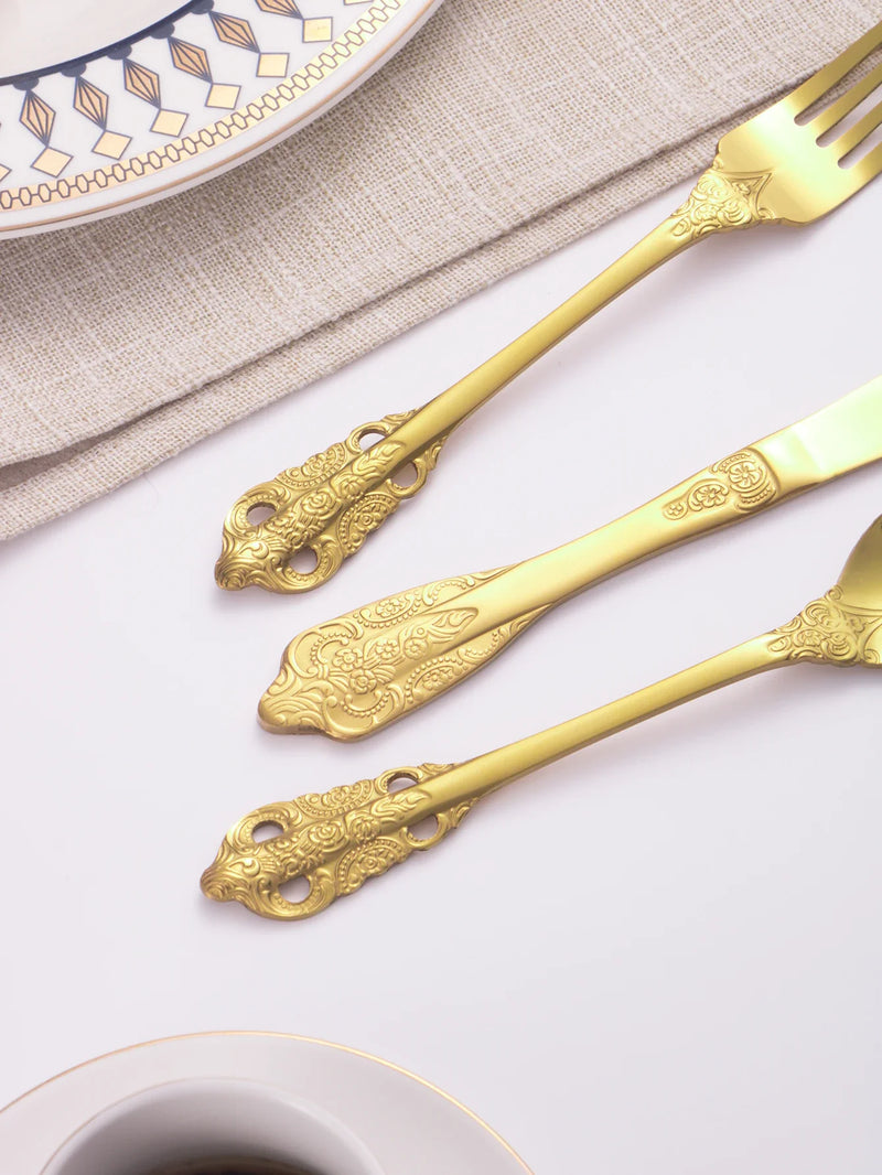 Axyaa Palace Series Stainless Steel Gold Tableware Set for Home, Hotel, Restaurant