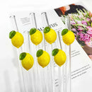Axyaa Lemon Glass Straws: 5Pcs Reusable Decorative Drinkware for Smoothies & Cocktails