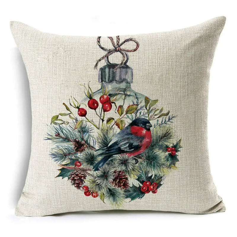 Axyaa Christmas Birds Garland Cushion Cover