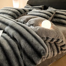 Axyaa Winter Luxury Coral Velvet Queen Duvet Set - Thick & Soft Solid Color
