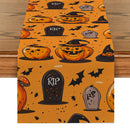 Axyaa Halloween Pumpkin Head Table Runner Dining Table Decorations