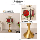 Axyaa French Romance Rose Tiffany Stained Glass Bedside Lamp LED Lighting