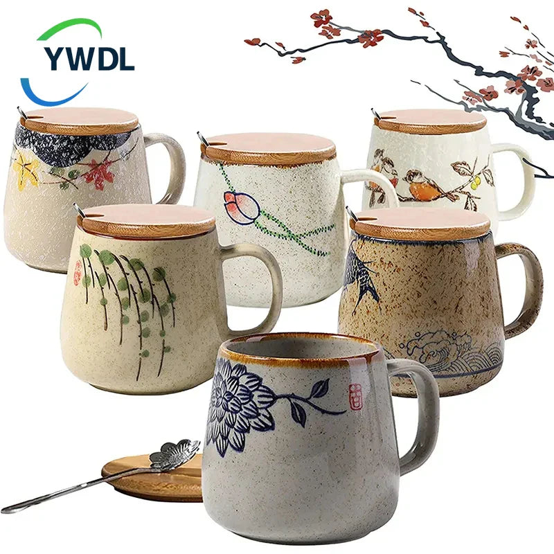 Axya Retro Ceramic Coffee Mug 380ml - Japanese Style Tea Cup Home Tumbler Gift