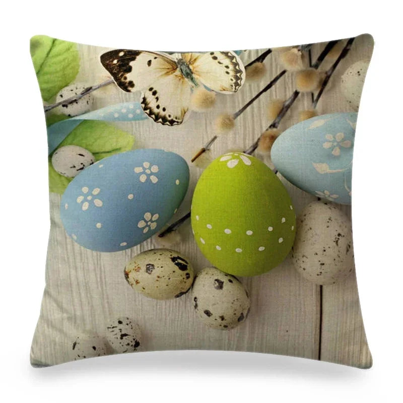Easter Bunny Eggs Printed Pillow Covers 45x45cm - Axyaa Easter Decorations
