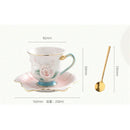 Axyaa Camellia Flower Ceramic Coffee Cup Saucer Set - Embossed Floral Design Mug Home Gift