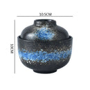 Axyaa Ceramic Soup & Dessert Bowl with Lid - Creative Pattern, Thick & Durable