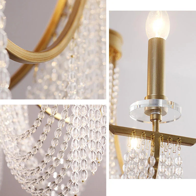 Axyaa Crystal Chandelier: Elegant Luxury Hanging Lamp for Living Room & Dining Room