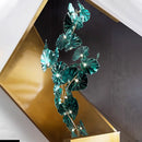 Axyaa Green Glass Leaf Crystal Chandelier for Hotel Lobby and Kitchen Island