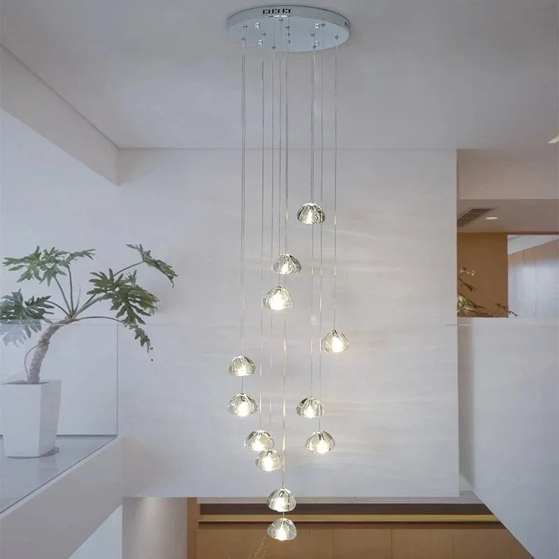 Axyaa Water Droplet Crystal LED Chandelier, Modern Luxury Pendant Light