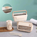 Axyaa Insulated Bento Lunch Box & Tableware Set: Microwavable, Leakproof for Adults & Kids