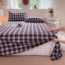 Axyaa Grid Striped Brushed Cotton Flat Sheet for Single Double Bed Top Linens