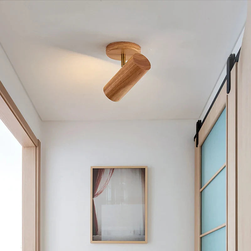 Axyaa Nordic LED Wall Lamp: Walnut Multihead Rotatable Light Fixture