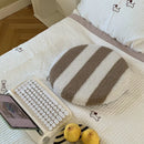 Axyaa Cozy Jacquard Lamb Wool Seat Cushion - Bear Stripe Design