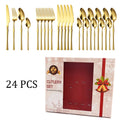Axyaa 24Pcs Stainless Steel Cutlery Set - Luxury Dinnerware & Flatware Gift Box