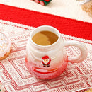 Axyaa Ceramic Christmas Mug with Lid - Santa Claus Design - 500ml