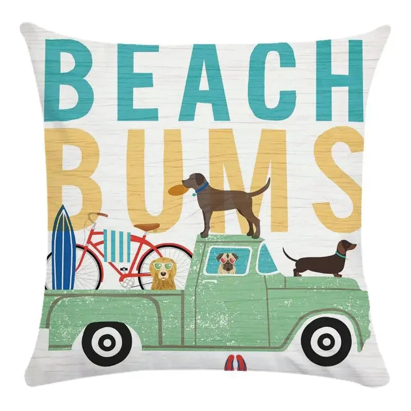 Funny Dog Driving Pattern Cushion Cover - Axyaa Decorative Pillow Case
