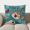 Axyaa Joyful Snowman Candy Cane Throw Pillow Cover