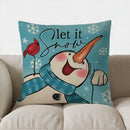 Axyaa Joyful Snowman Candy Cane Throw Pillow Cover