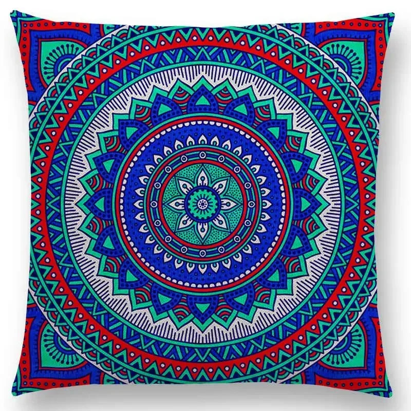 Axyaa Boho Rainbow Mandala Pillow Case Sun Moon Flowers Dream Fantasy Cover