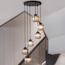 Axyaa Modern Ring Stairs LED Pendant Chandelier for Living & Dining Room Lighting