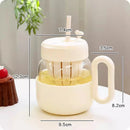 Kawaii Glass Cup with Lid and Straw by Axyaa: Large Aesthetic Drink Bottle