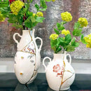 Axyaa Gold Plated Crack Texture Ceramic Vase with Artificial Flowers