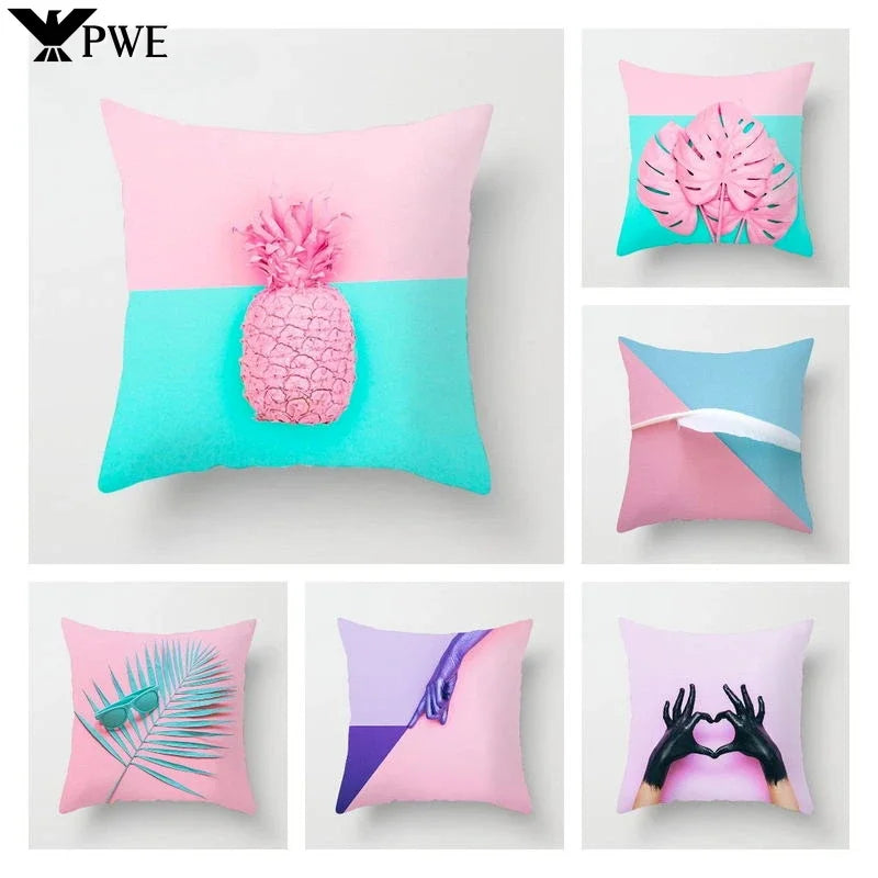 Axyaa Tropical Leaf Print Pillowcase for Living Room Sofa