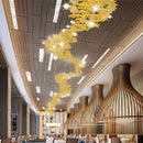 Axyaa Luxury LED Chandelier: Staircase & Lobby Lighting Fixture