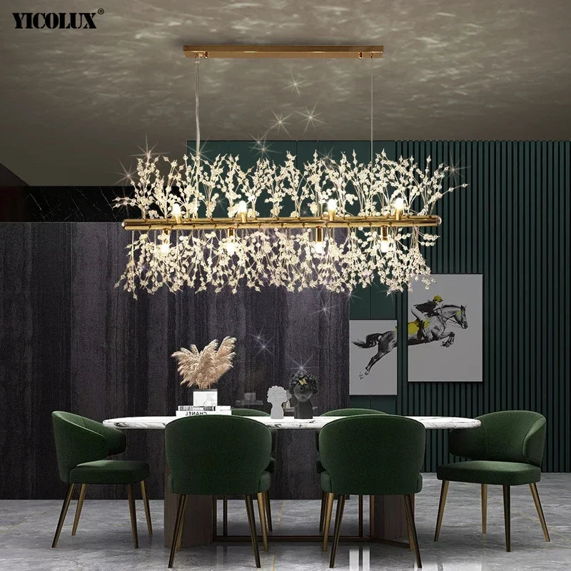 Axyaa Dandelion Crystal Chandelier: Modern LED Lighting for Living Room Dining