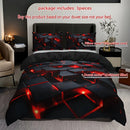 Axyaa Red 3D Cube Duvet Cover Set with Pillowcases - Geometric Design, All-Season Bedding