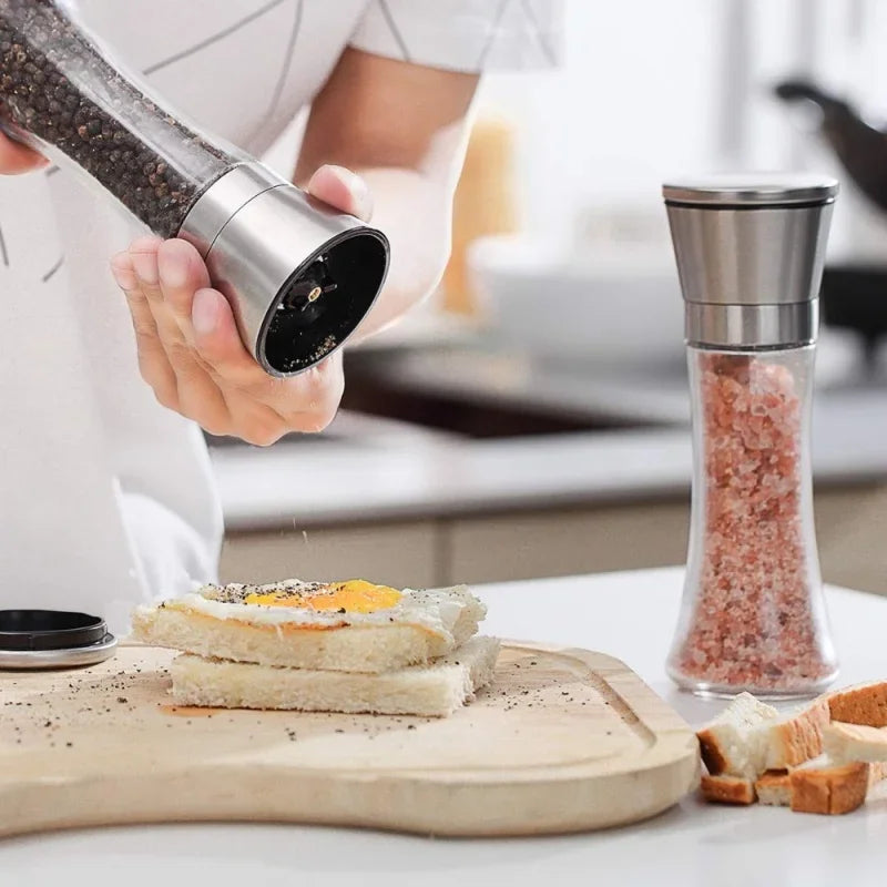 Axyaa Stainless Steel Glass Spice Bottle Grinder Mill Kitchen Gadget