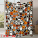 Axyaa Halloween Pumpkin Print Flannel Blanket - Cozy Office & Home Gift