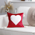 Axyaa Red & White Velvet Embroidered Couple Cushion Cover Set