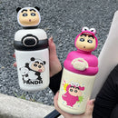 Axyaa Cartoon Thermos Bottle: Stainless Steel Insulated Vacuum Cup with Straw for Kids.