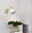 Axyaa White Ceramic LED Wall Sconce Lamp, Nordic Copper Minimalism for Living Room, Bedroom