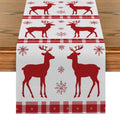 Axyaa Christmas Deer Snowflake Table Runner - Elegant Festive Dining Decor