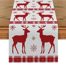 Axyaa Christmas Deer Snowflake Table Runner - Elegant Festive Dining Decor