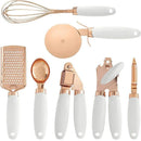 Axya 7-Piece Rose Gold Kitchen Tool Set - Essentials for Baking, Grating, and Pressing Garlic
