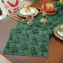 Axyaa Green Plush Sequin Christmas Tree Table Runner for Festive Winter Dining Decor