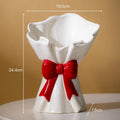 Axyaa Bowknot Bouquet Ceramic Vase: Table Decoration Flowers Arrangement & Room Aesthetic Decor