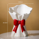 Axyaa Bowknot Bouquet Ceramic Vase: Table Decoration Flowers Arrangement & Room Aesthetic Decor
