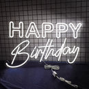 Axyaa Happy Birthday LED Neon Sign on Transparent Acrylic Base