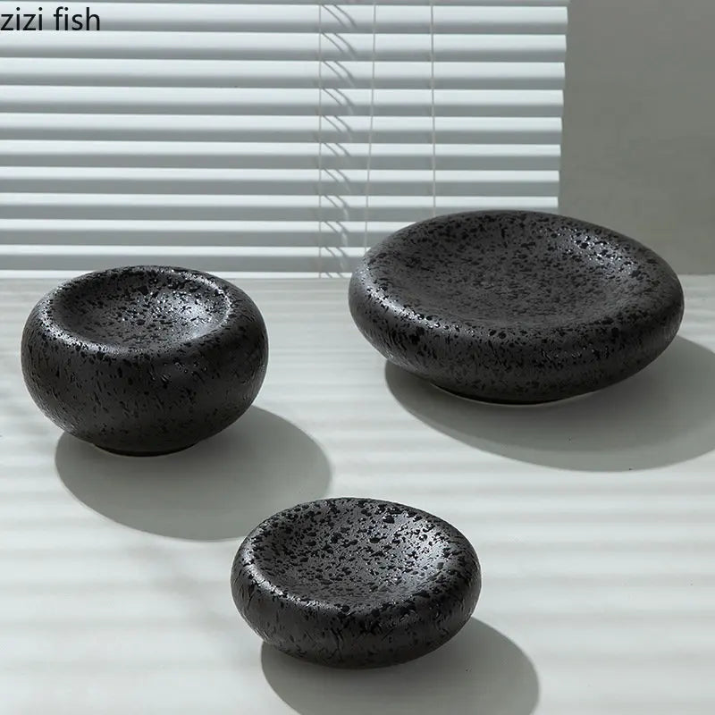 Axya Ceramic Dinner Plate Set - Irregular Texture, Soup Bowl, Salad Bowl - Solid Color