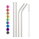 Axyaa Stainless Steel Straw Set - Reusable, High Quality, Colorful, with Cleaner Brush