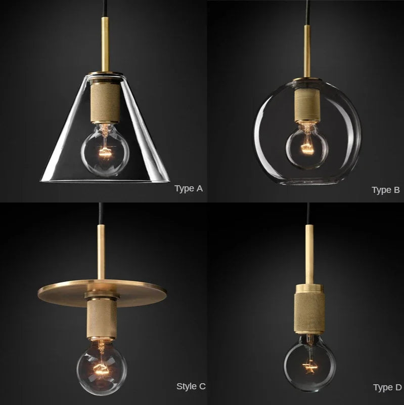 Axyaa Gold LED Pendant Light - Luxury Nordic Retro Design