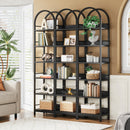 Axyaa 6-Tier Tall Arched Bookshelf: Freestanding Narrow Corner Display Shelves