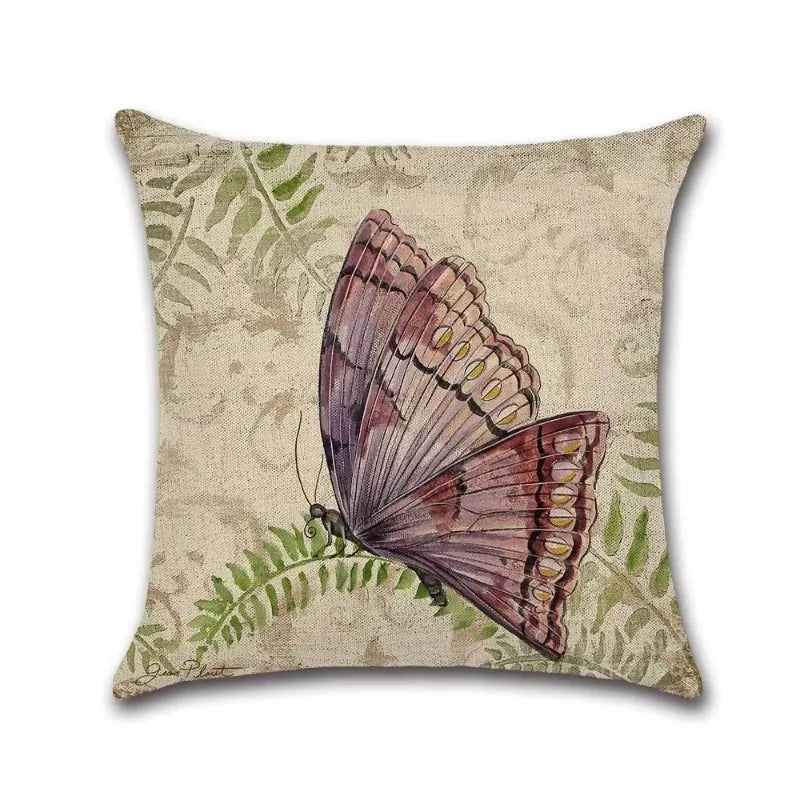 Butterfly Pattern Pillow Case Animal Decorative Linen Cushion Cover for Axyaa Home Decoration